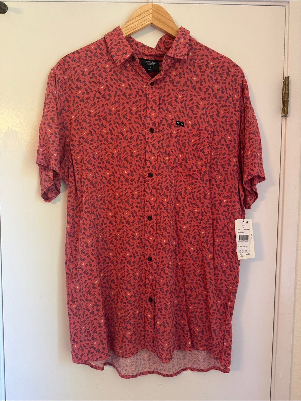 Rip Curl Fun Times Short-Sleeve Button-Down Shirt with Navy Print